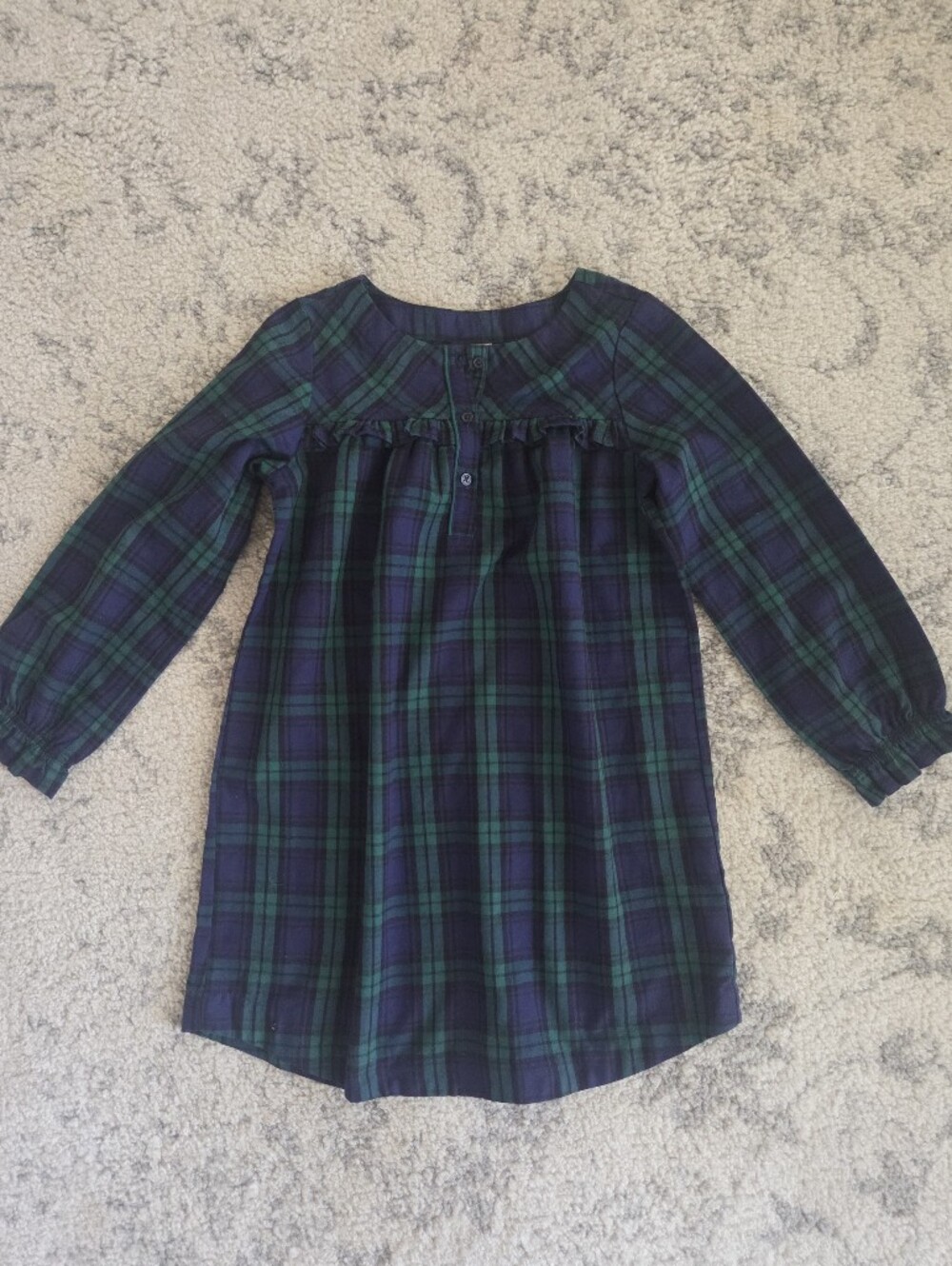 Crewcuts Green & Navy Plaid Long Sleeve Nightgown.